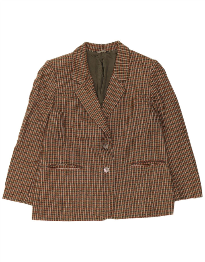 Vintage dame 2-knaps blazerjakke UK 14 Medium Green Houndstooth