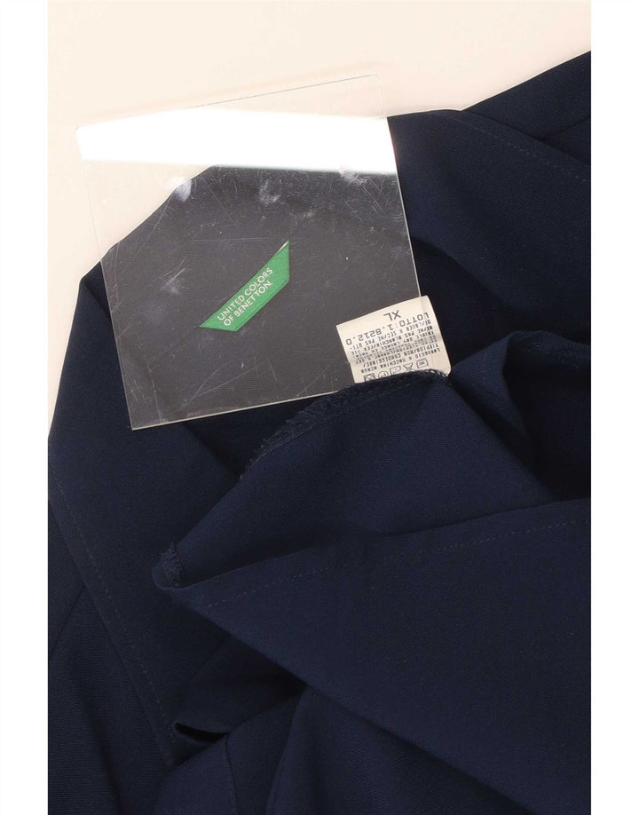 Benetton dameskjorte UK 18 XL marineblå polyester