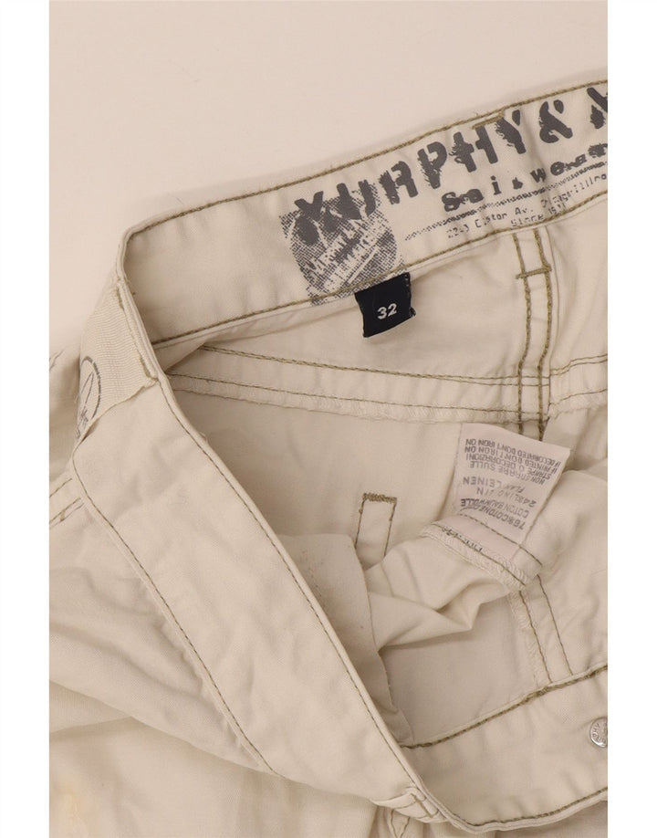 Murphy & Nye Herre Cargo Shorts W32 Medium White Bomuld