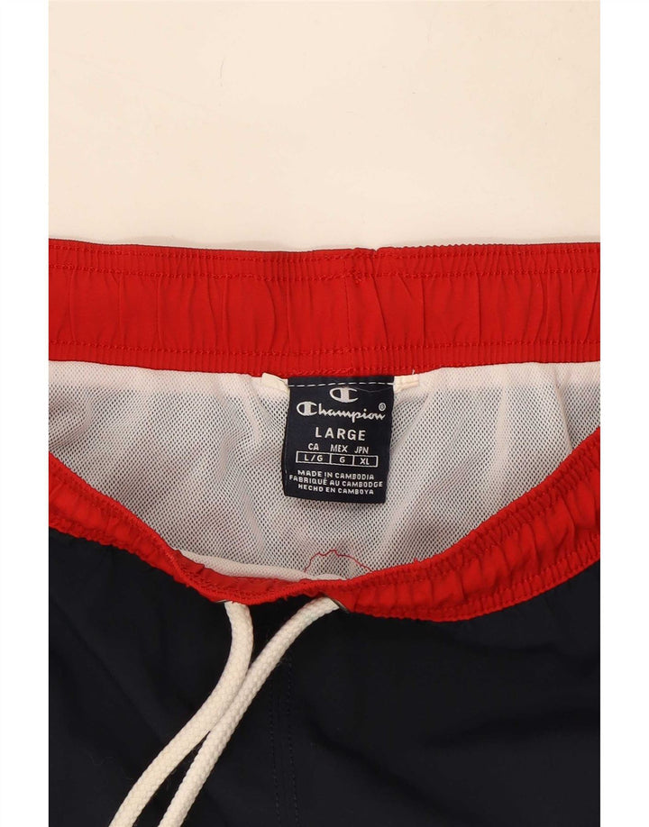 Champion Herre grafiske svømmeshorts Large Navy Blue Colourblock
