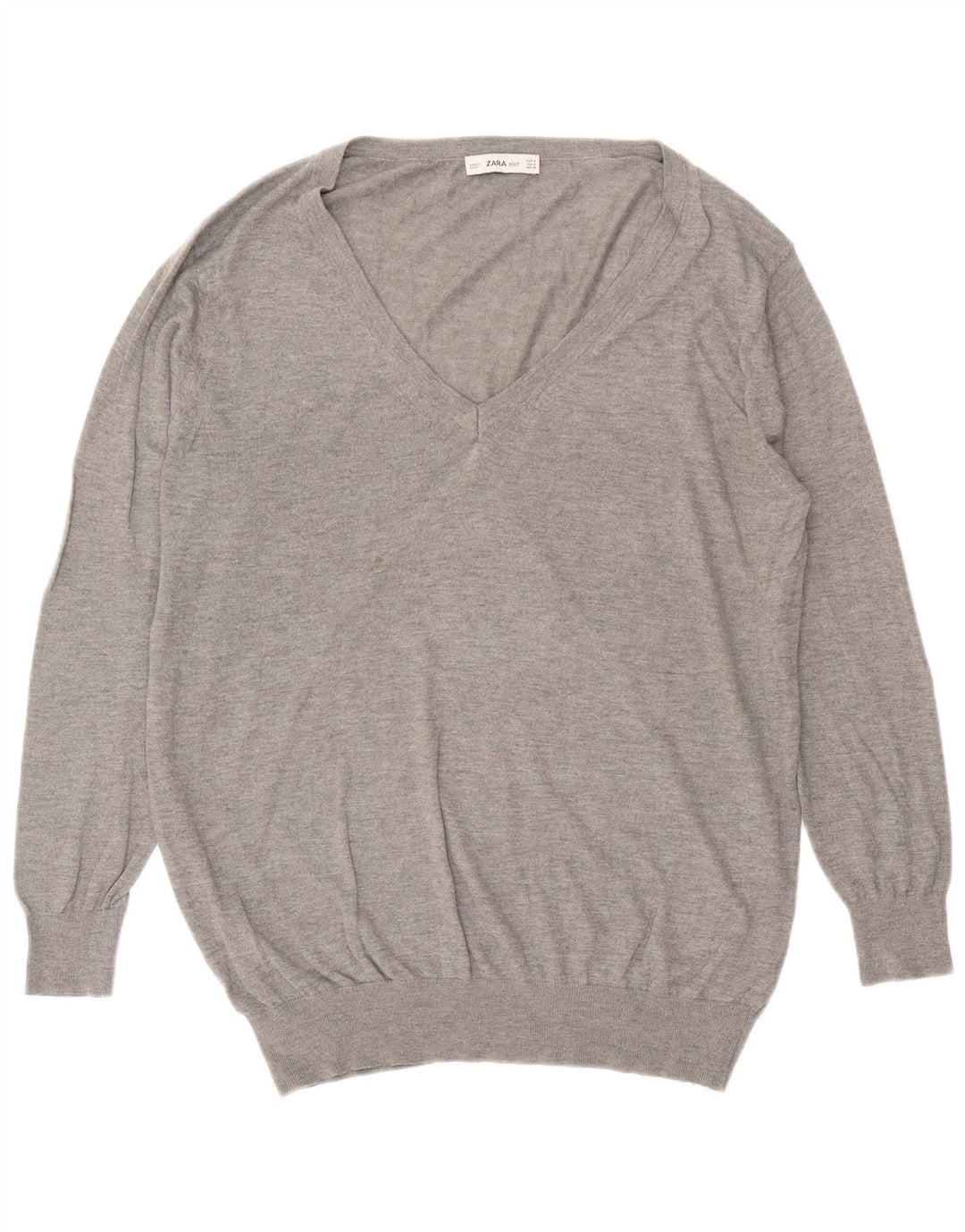 Zara Dame Oversized V-hals sweater UK 14 Medium Grey