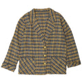 VINTAGE Dame 3-knaps blazerjakke UK 14 Medium Yellow Check