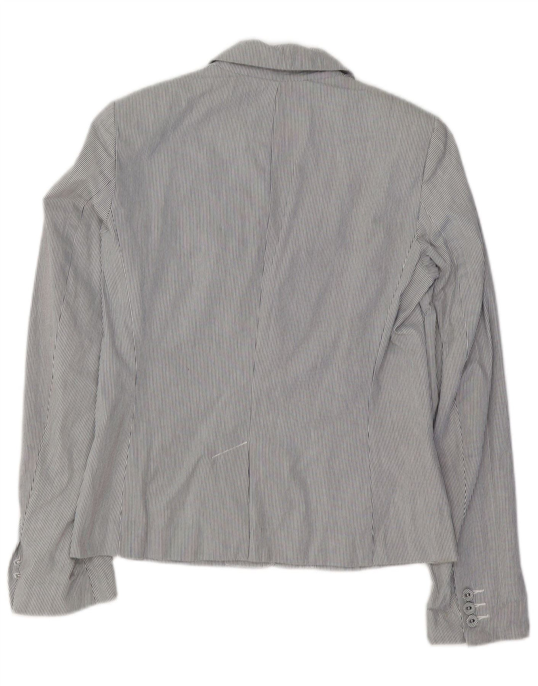 FRENCH CONNECTION Dame Blazer Jacket UK 10 Small Blue Pinstripe