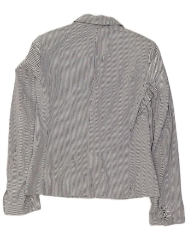 FRENCH CONNECTION Dame Blazer Jacket UK 10 Small Blue Pinstripe