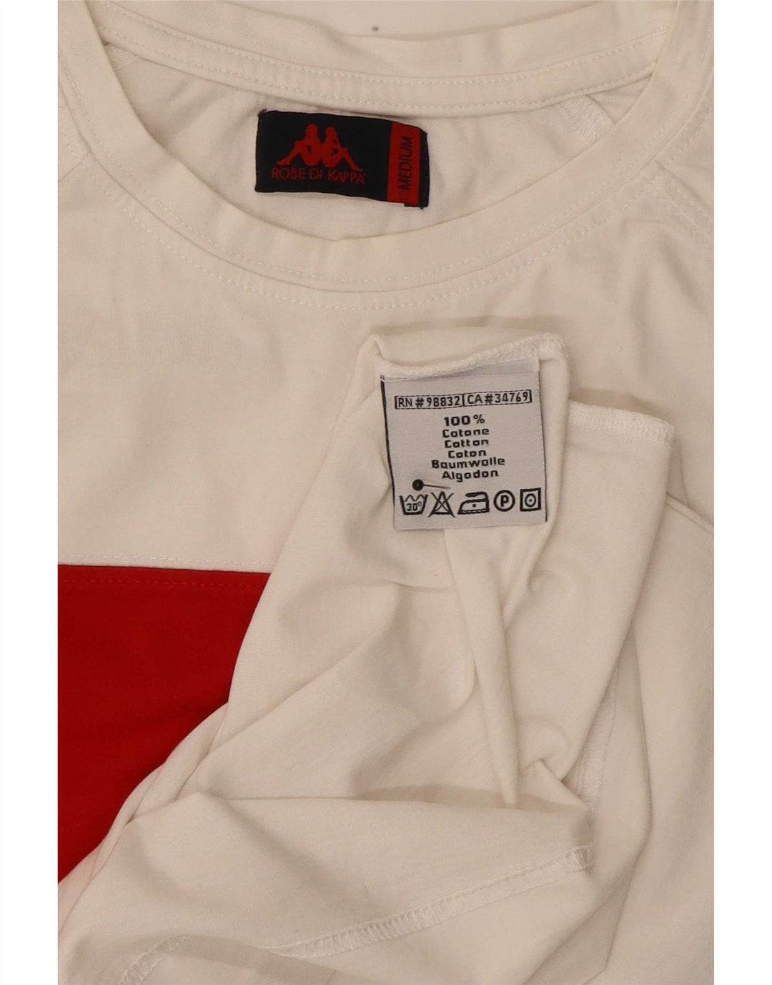 Kappa Herre T-shirt Top Medium White Colourblock Bomuld