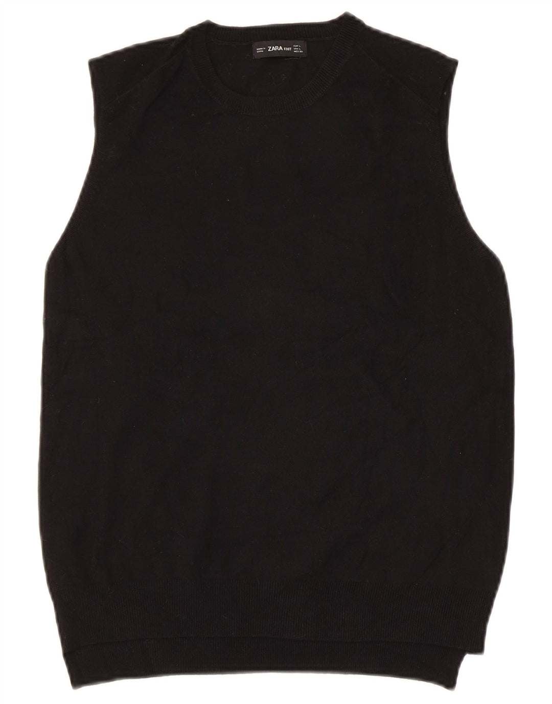 Zara Dame Vest Tank Top UK 14 Stor Sort Viscose