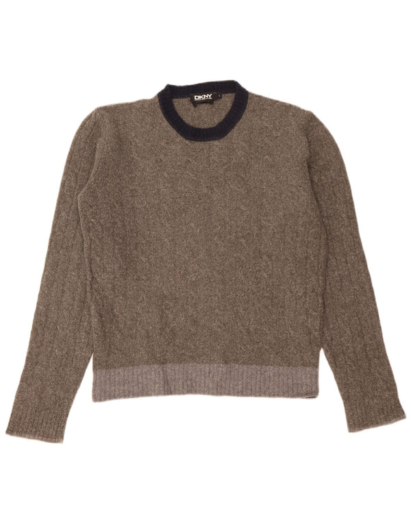 Dkny Herre Crew Neck Jumper Sweater Lille Grå Colourblock Uld