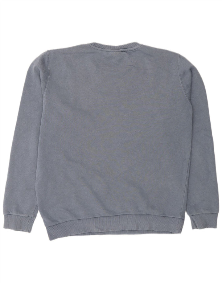 Ellesse Dame Grafisk Sweatshirt Jumper UK 14 Stor Blå Bomuld