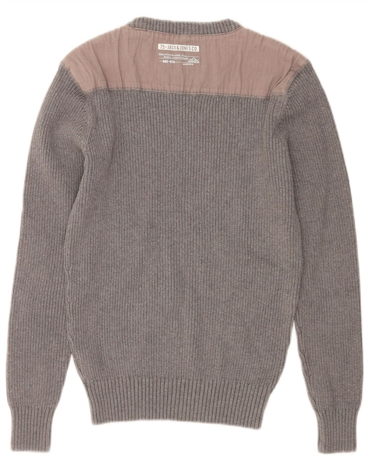 Jack & Jones Herre sweater med rund hals, mellemgrå Colourblock Bomuld