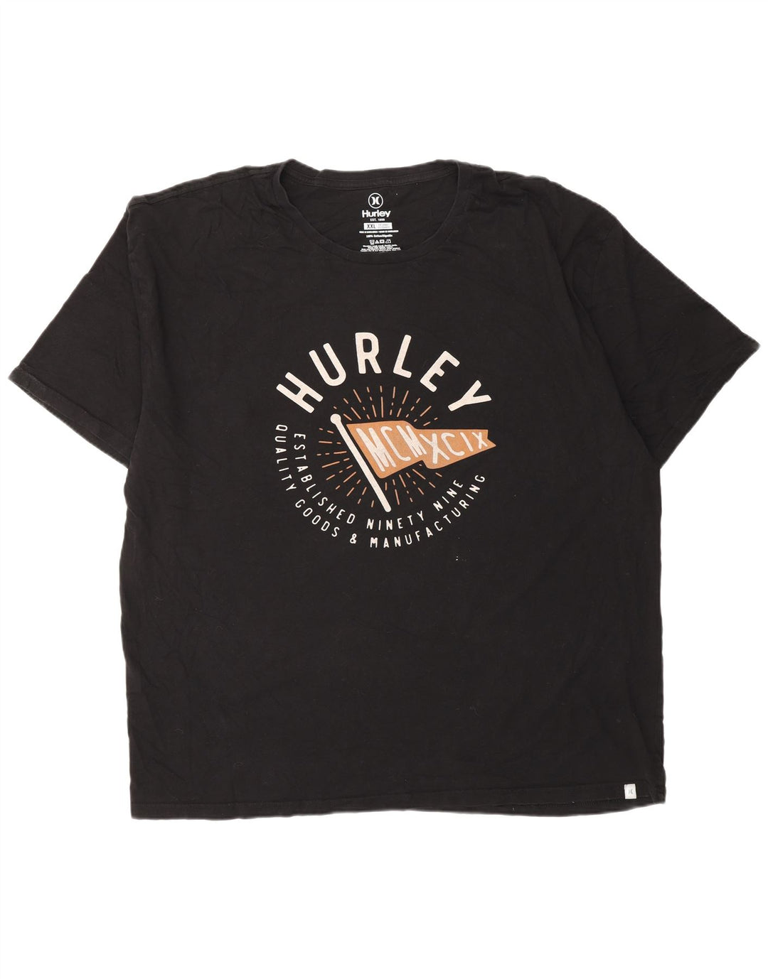 HURLEY Herre grafisk T-shirt top XL sort bomuld