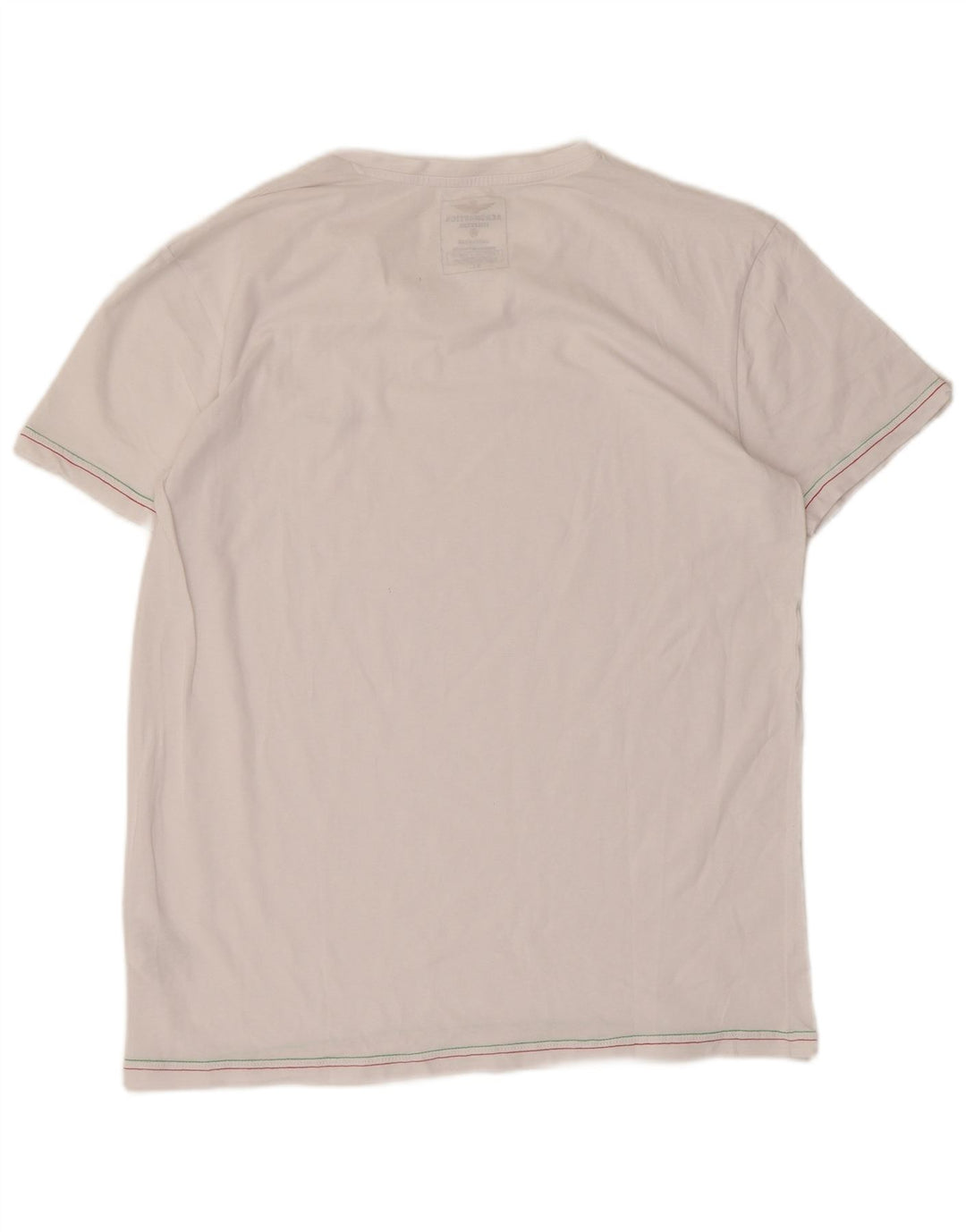AERONAUTICA MILITARE Dame T-Shirt Top UK 18 XL Hvid Bomuld