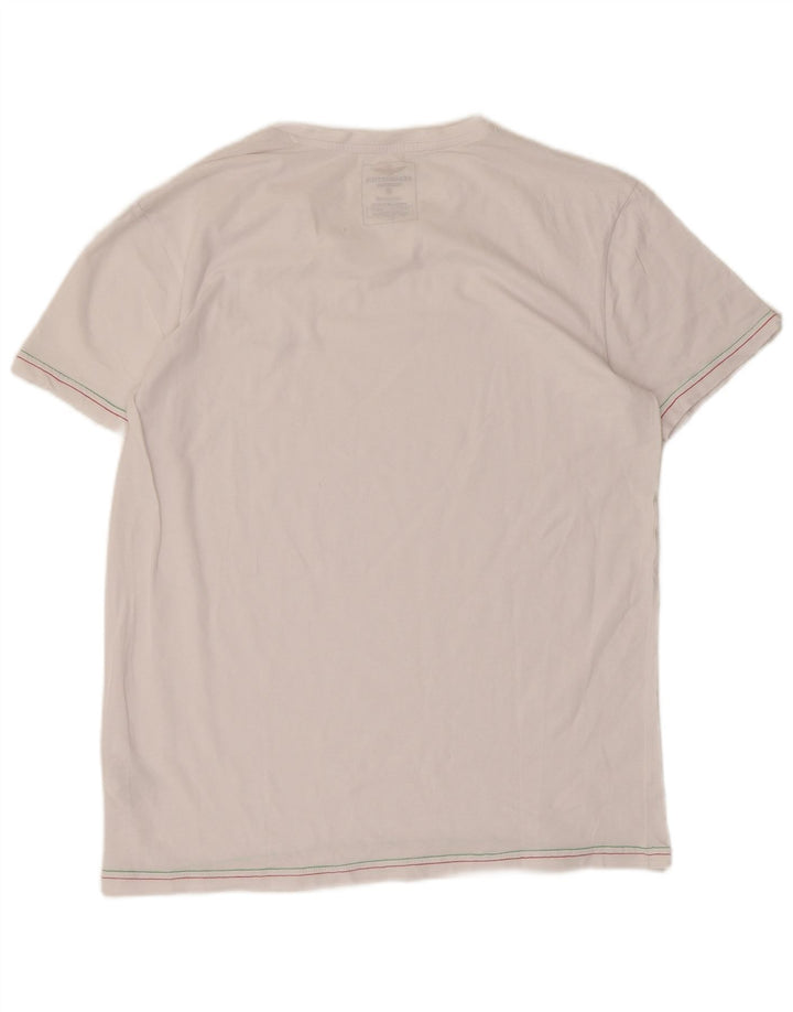 AERONAUTICA MILITARE Dame T-Shirt Top UK 18 XL Hvid Bomuld