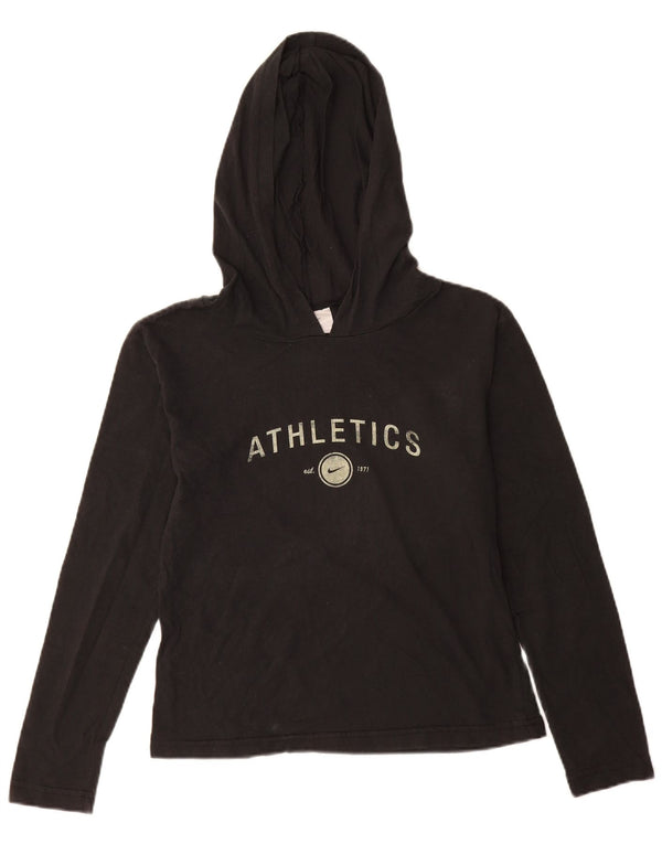 Nike Piger Grafisk Top Langærmet Hætte 12-13 år Medium Sort Bomuld