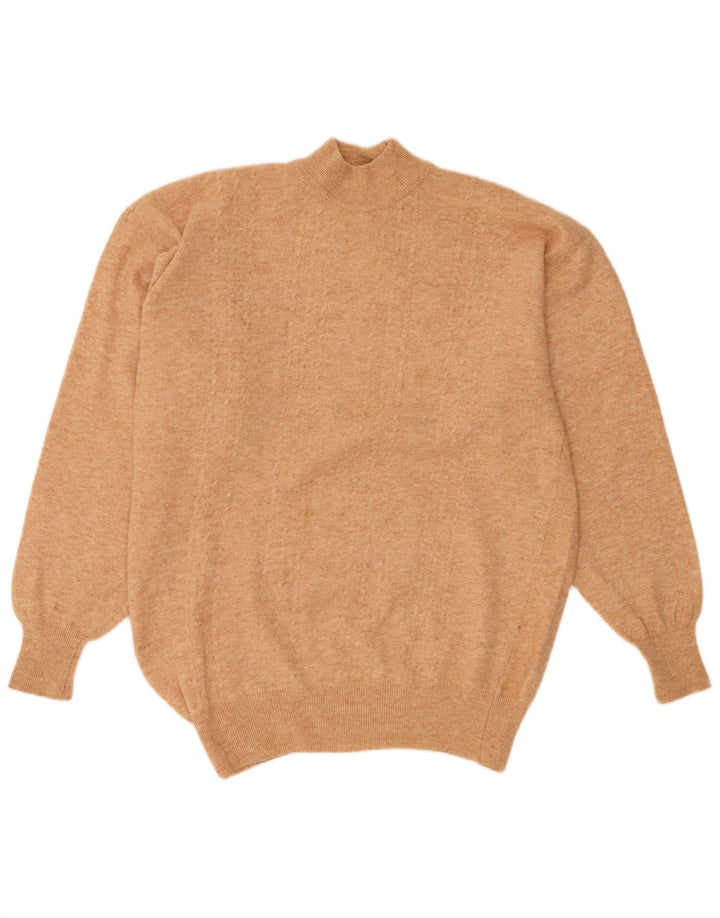 Vintage Dame Turtle Neck Sweater UK 16 Stor brun lammeuld