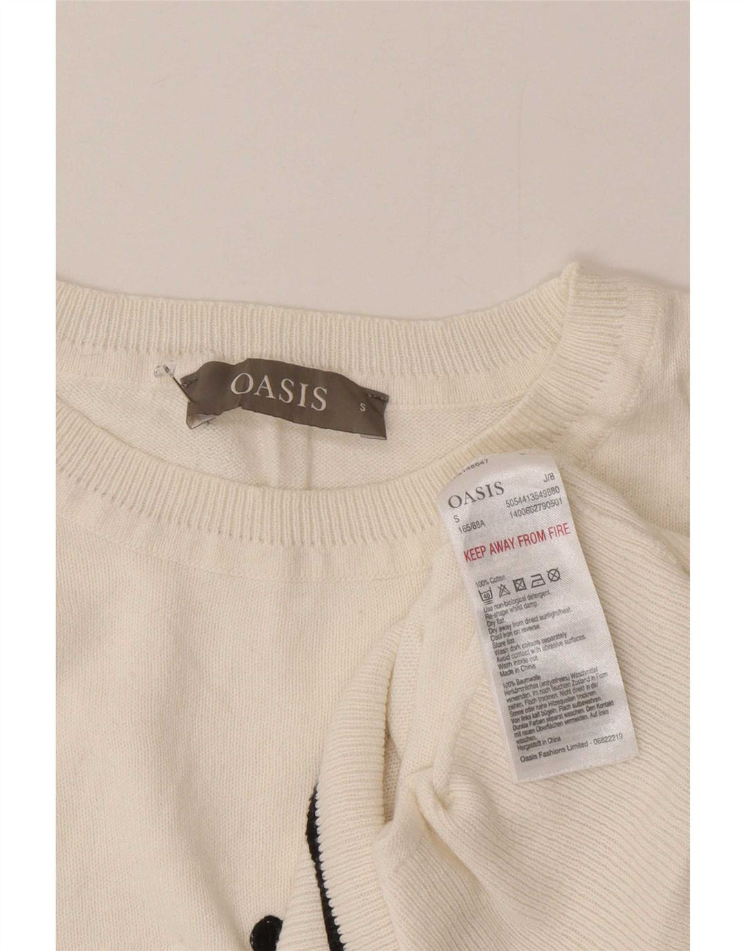 Oasis Dame Jumper Sweater UK 10 Lille Hvid Plettet
