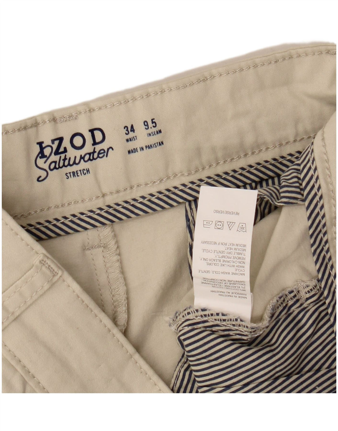 Izod Herre Salt Vand Chino Shorts W34 Stor Beige Bomuld