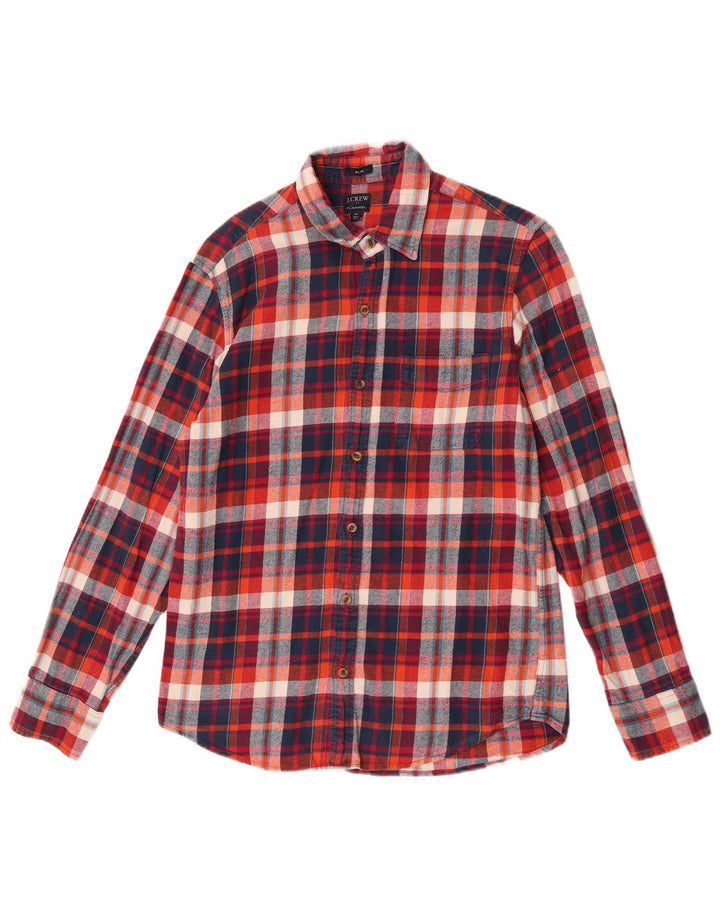 J. Crew Herre Slim Flanelskjorte Medium Rød Ternet Bomuld