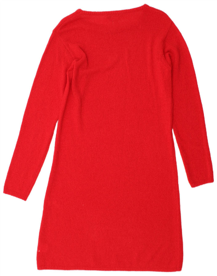 Max Mara Dame Langærmet Jumper Kjole UK 12 Medium Rød