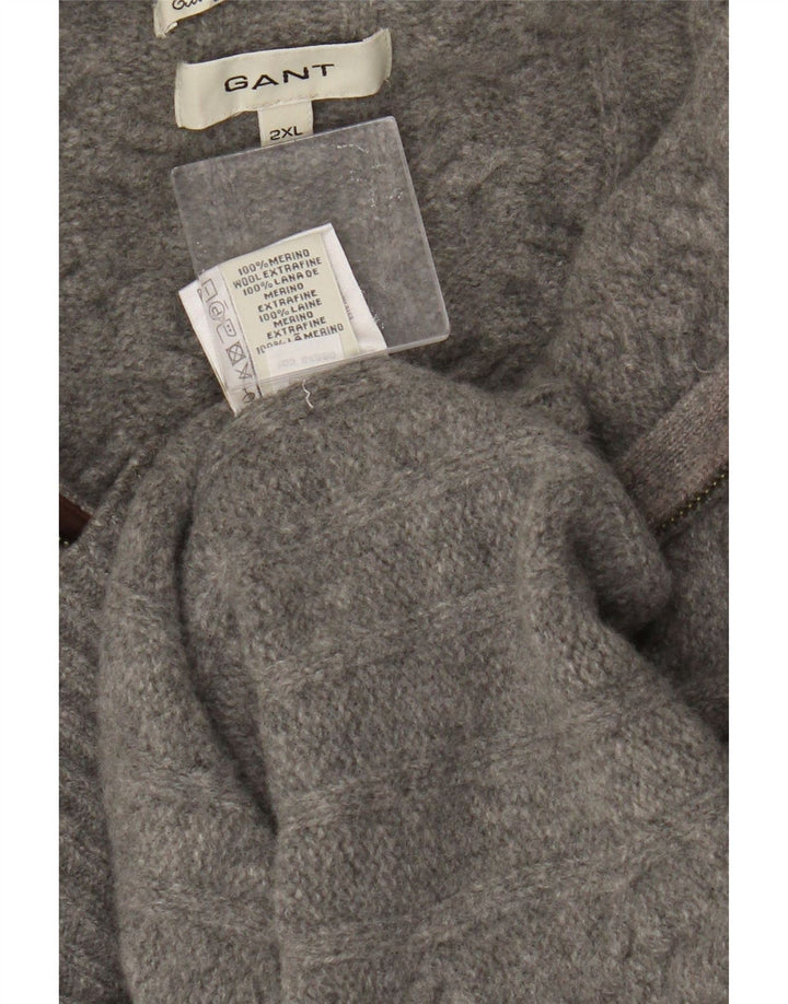Gant Herre Zip Neck Jumper Sweater 2XL Grå Merinould