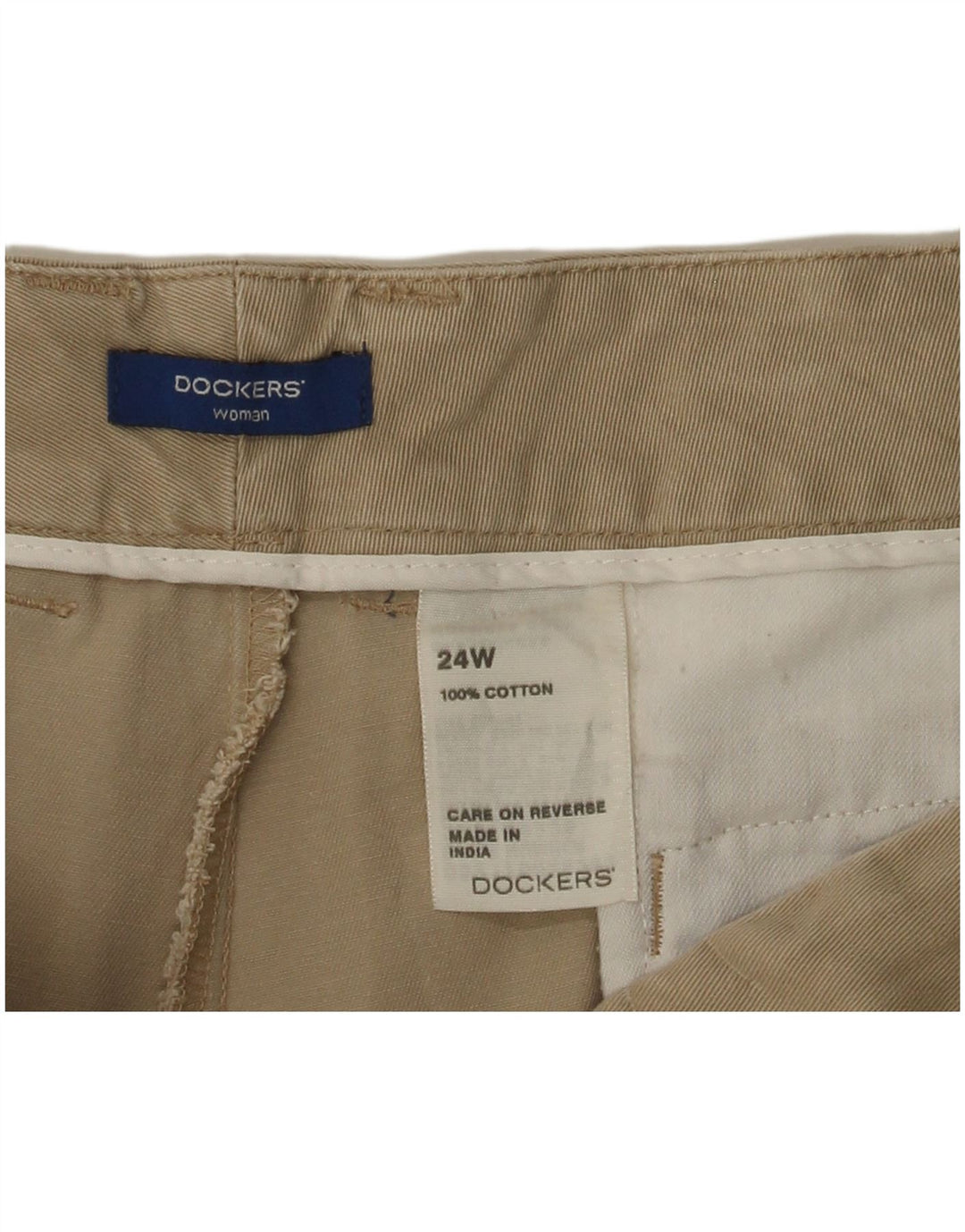 DOCKERS Dame Cargo Shorts US 24 4XL W48 Beige Bomuld