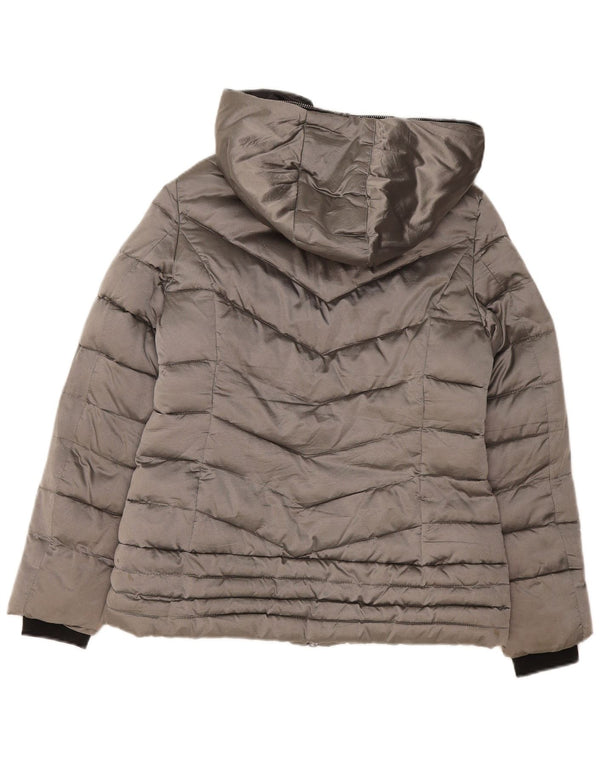 Ellesse Womens Hooded Padded Jacket UK 14 Medium Silver