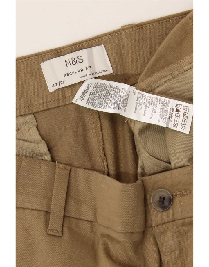 Marks & Spencer Herre Regular Fit Chinobukser W40 L27 brun bomuld