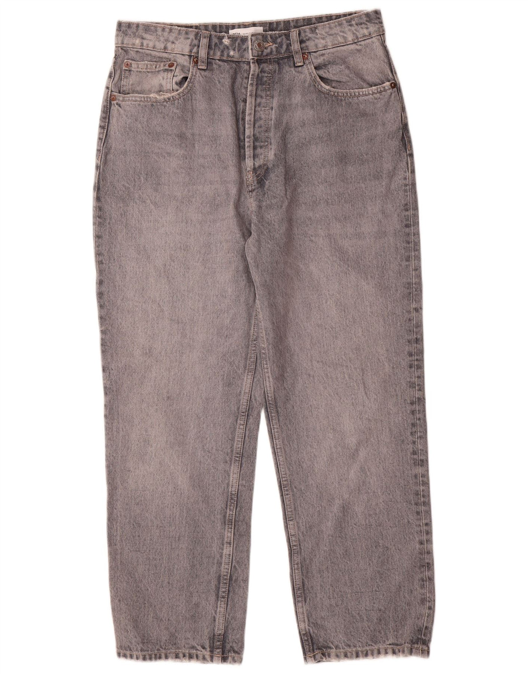 Zara Dame Straight Jeans EU 42 Large W32 L27 Grå