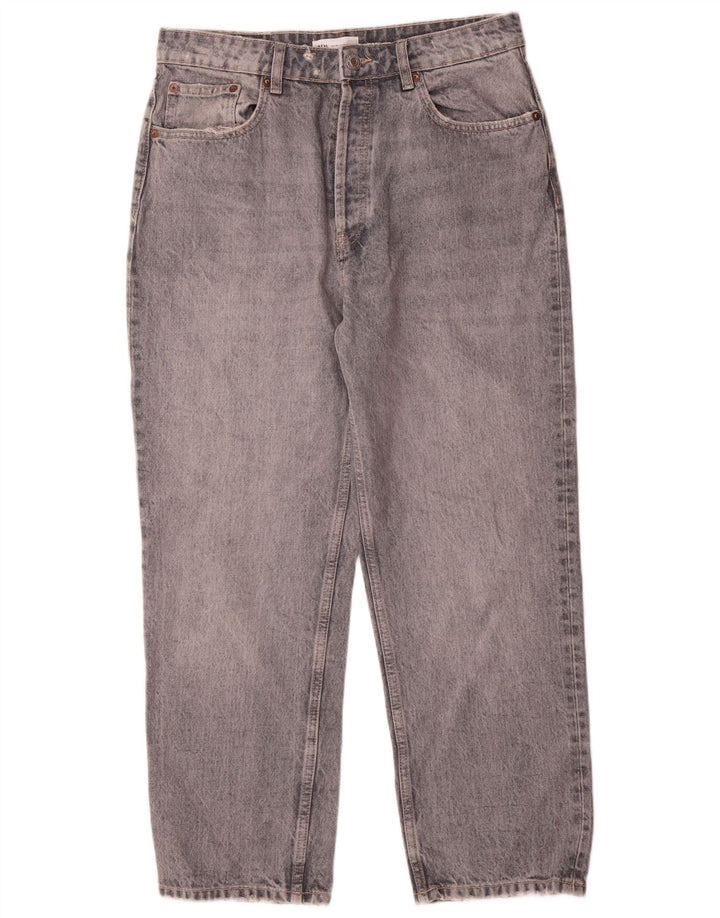 Zara Dame Straight Jeans EU 42 Large W32 L27 Grå