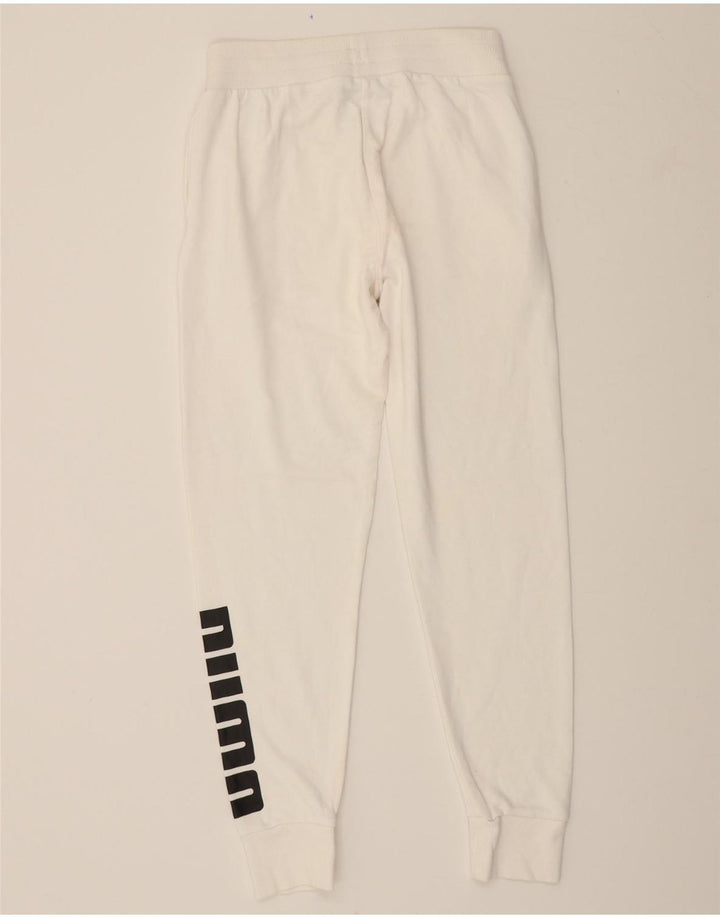 PUMA Womens Graphic Tracksuit Trousers Joggers UK 10 Small  White Vintage Puma and Second-Hand Puma from Messina Hembry 
