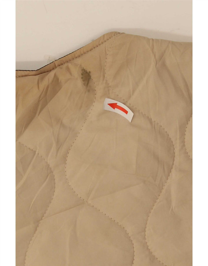 Zara Dame Oversized Quiltet Jakke UK 10 Small Beige Polyester