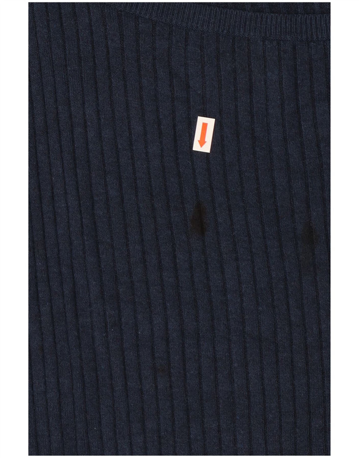 Marks & Spencer Dame Top Langærmet UK 24 4XL Navy Blue Viscose