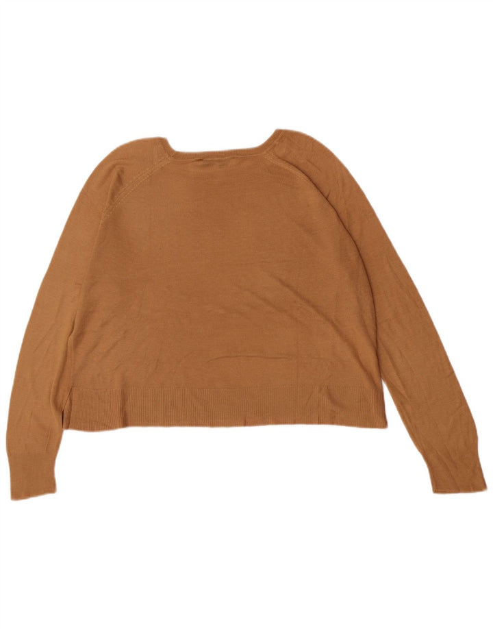 Zara Dame Oversized Boat Neck Jumper Sweater UK 10 Small Brown