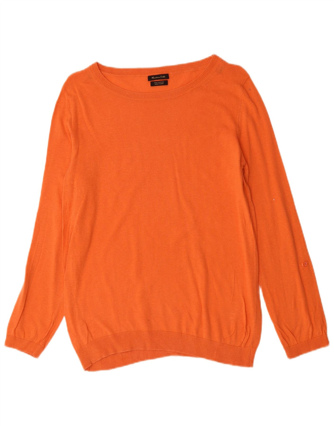 MASSIMO DUTTI Dame Boat Neck Jumper Sweater UK 14 Medium Orange Silke