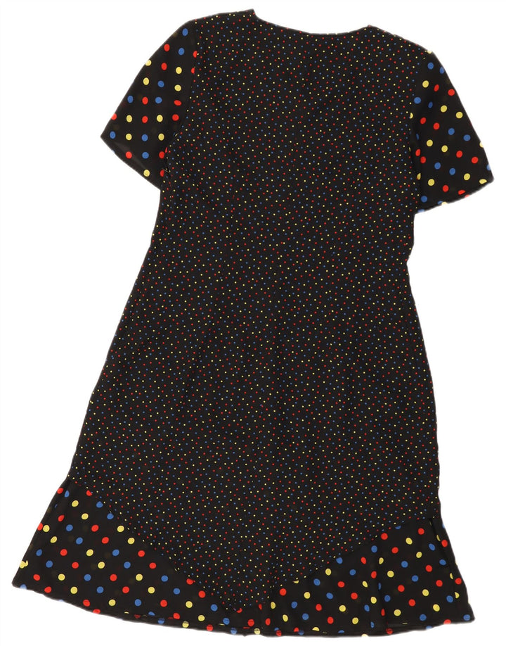 Vintage Dame A-Line Kjole IT 48 XL Sort Plettet Polyester