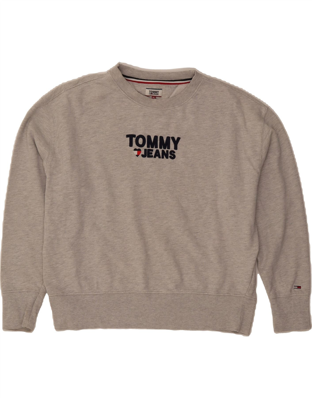 TOMMY HILFIGER Womens Oversized Graphic Sweatshirt Jumper UK 18 XL Grey Vintage Tommy Hilfiger and Second-Hand Tommy Hilfiger from Messina Hembry 