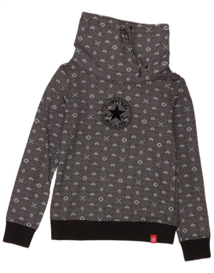 Converse Graphic Sweatshirt Jumper UK 12 Medium Grå Geometrisk