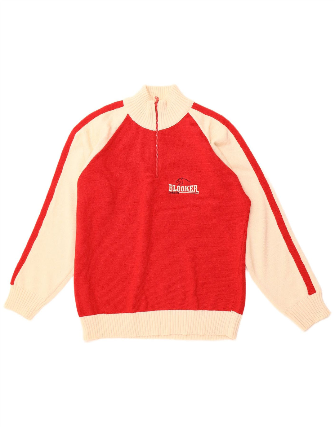 BLOOKER Sweater med lynlås til mænd Stor rød Colourblock Bomuld