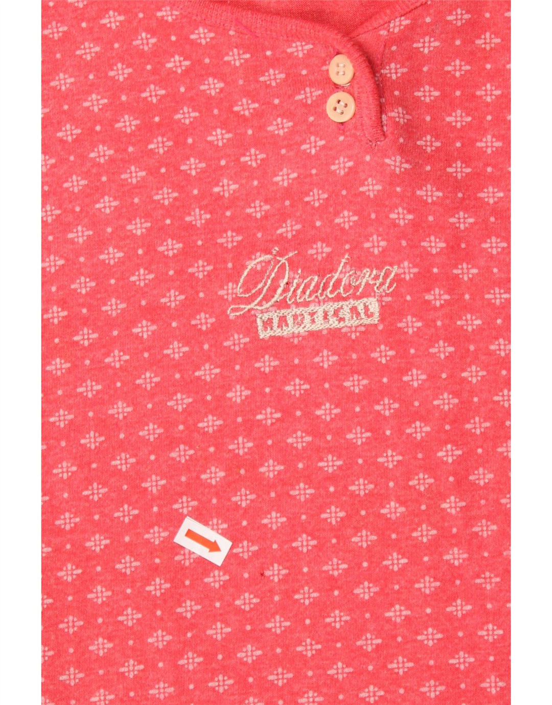 DIADORA T-shirt top til kvinder UK 14 Medium Pink geometrisk bomuld