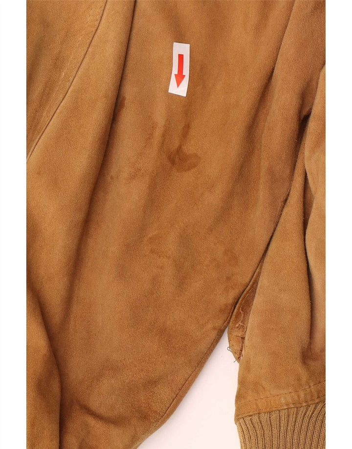 Vintage herre ruskind bomberjakke IT 54 2XL Brun Retro