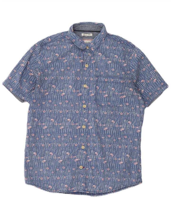 Fat Face Kortærmet Herre Klassisk Fit skjorte Medium Blue Floral Bomuld