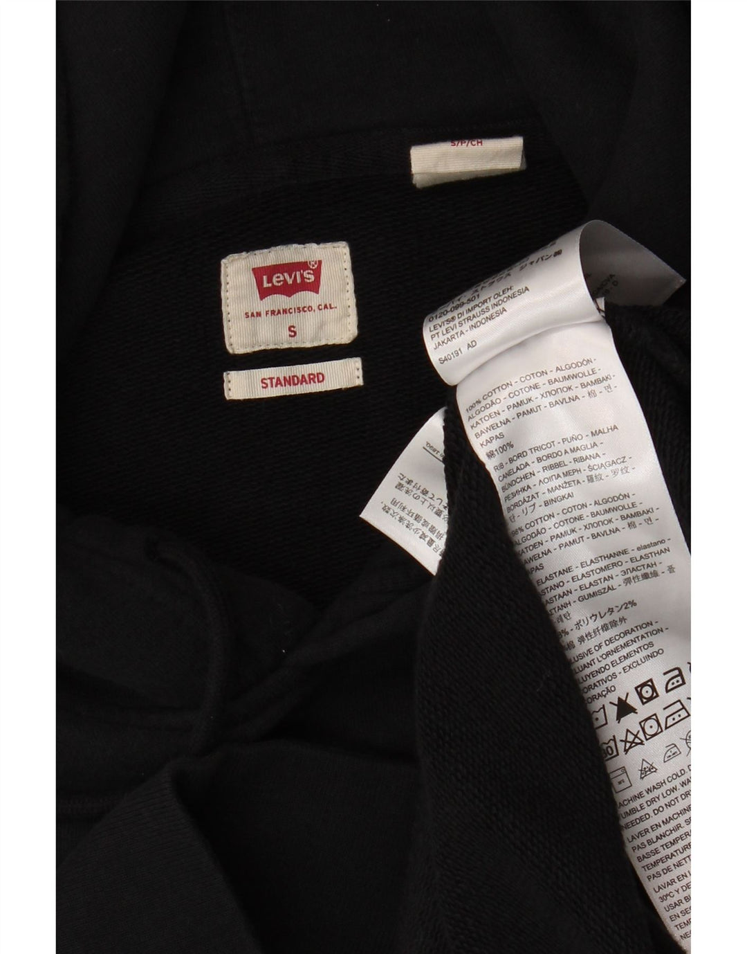 LEVI'S Standard grafisk hættetrøje til mænd, lille sort bomuld
