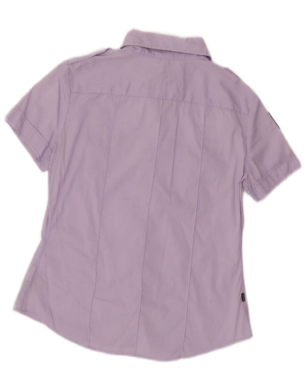 Blauer Womens Military Graphic Short Sleeve Shirt UK 12 Medium Purple