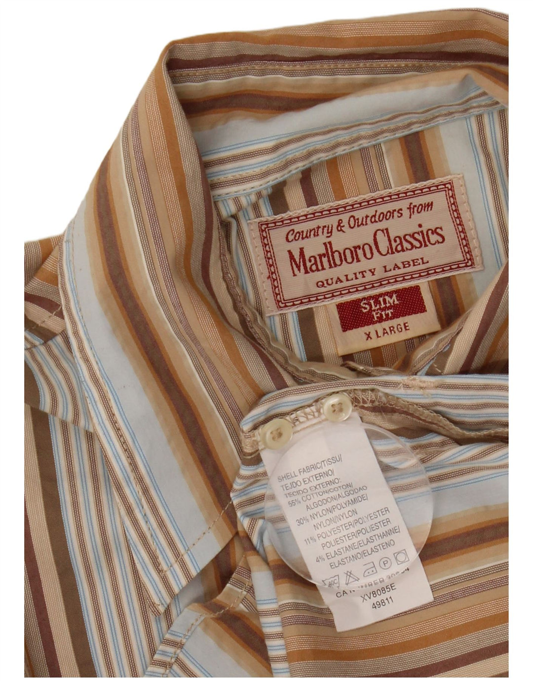 MARLBORO CLASSICS Dame Slim Fit skjorte UK 18 XL Flerfarvet stribet