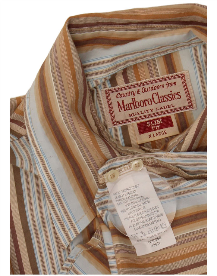MARLBORO CLASSICS Dame Slim Fit skjorte UK 18 XL Flerfarvet stribet