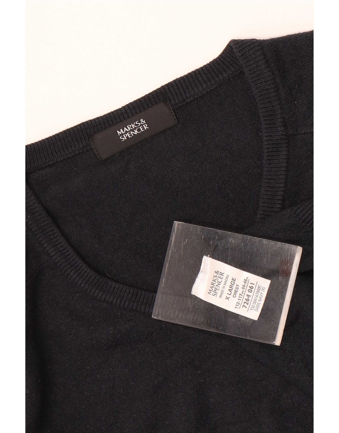Marks & Spencer Herre V-hals sweater XL marineblå akryl