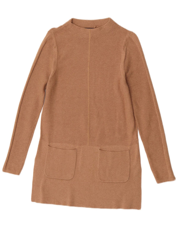 Marks & Spencer Dame Langærmet Jumper Kjole UK 10 Small Beige Bomuld
