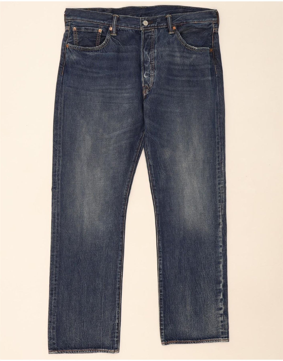 LEVI'S Herre 501 Straight Jeans W38 L32 Blå Bomuld