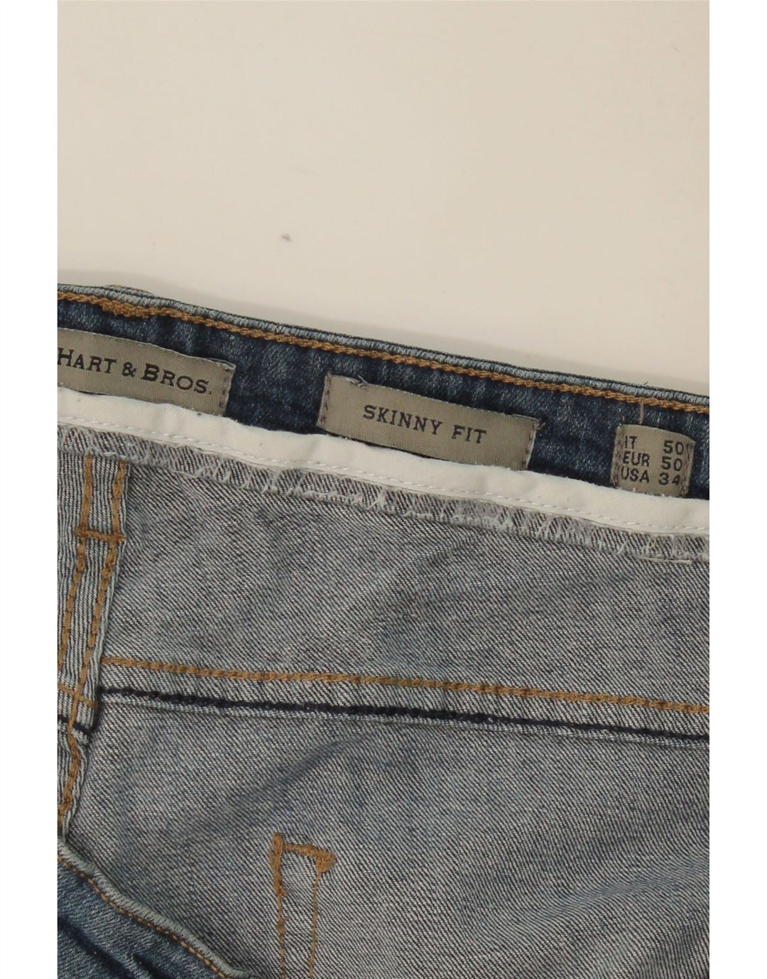 J. HART & BROS Skinny Jeans til mænd IT 50 Large W36 L30 Blå Bomuld