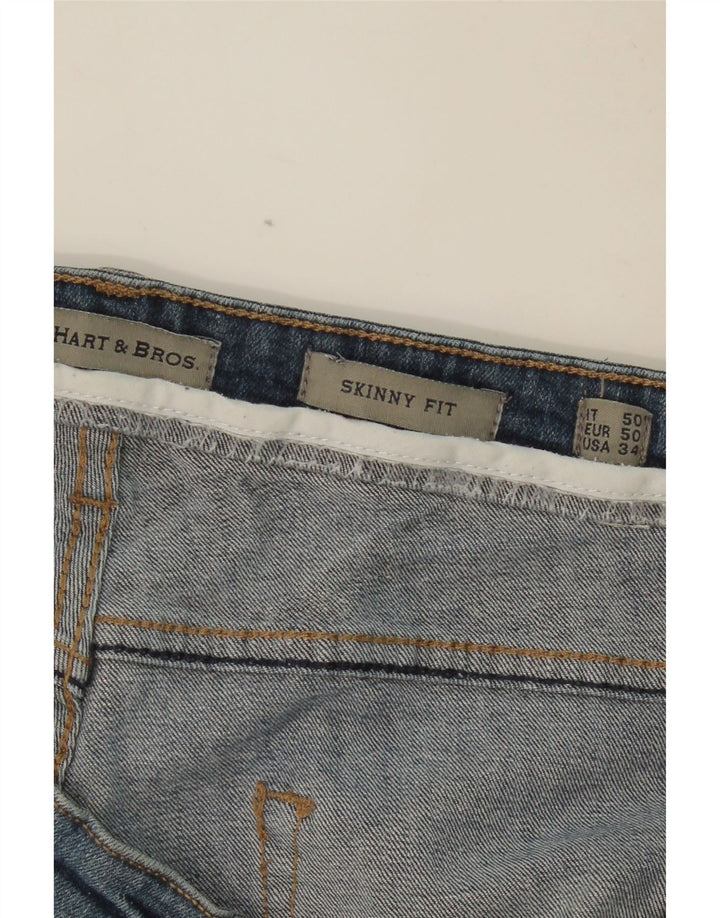 J. HART & BROS Skinny Jeans til mænd IT 50 Large W36 L30 Blå Bomuld