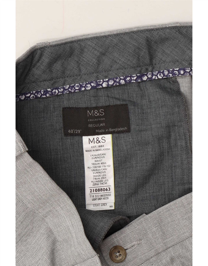 Marks & Spencer Herre Regular Casual Bukser W40 L29 Grå Polyester